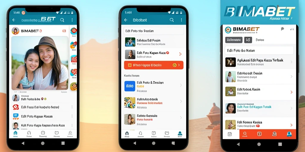 Screenshot antarmuka BIMABET dengan fitur Edit Foto Kertas Kaca yang kaya.