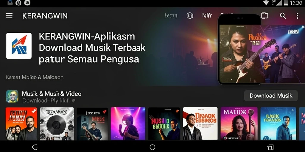 Tampilan antarmuka pengguna KERANGWIN yang ramah untuk Download Musik.