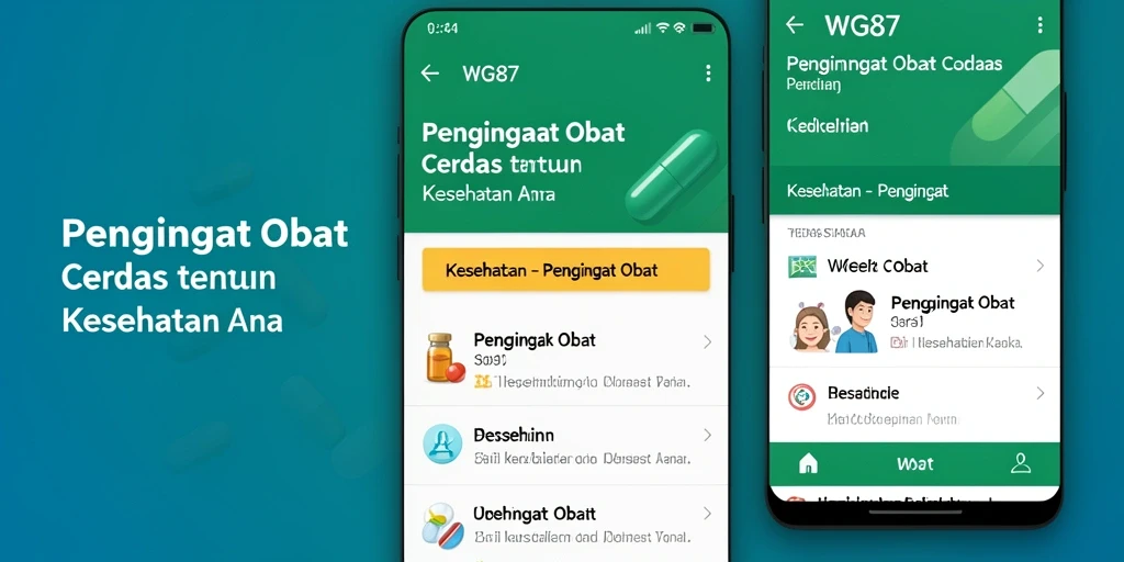 Screenshot utama aplikasi menampilkan antarmuka Pengingat Obat yang informatif.